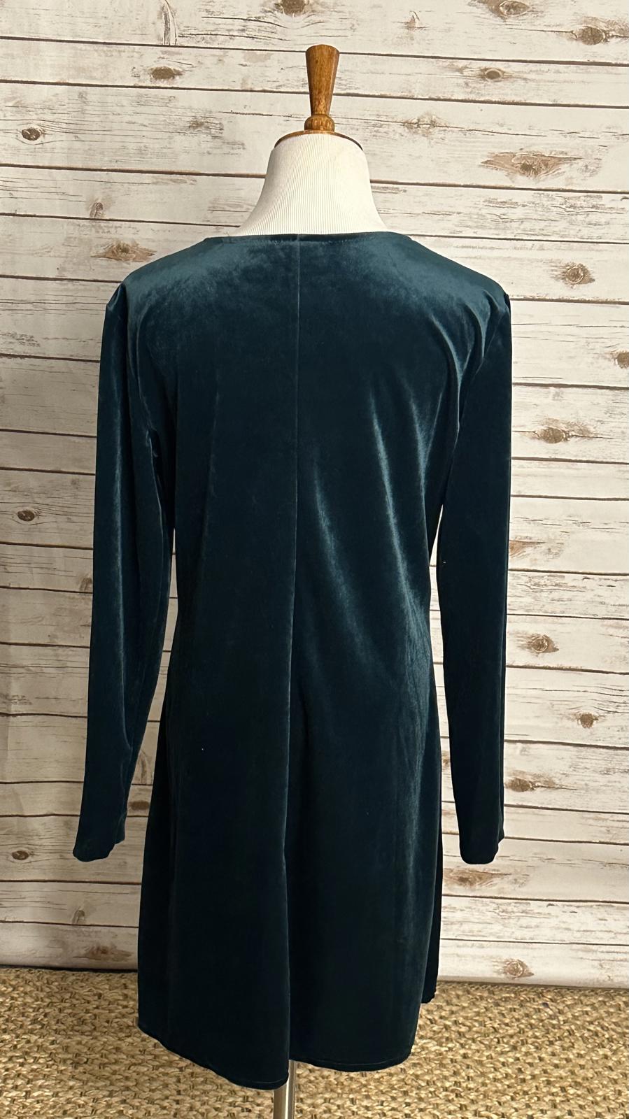 Vintage Spiegel long sleeve jewel-toned green velvet A-line dress Size 12