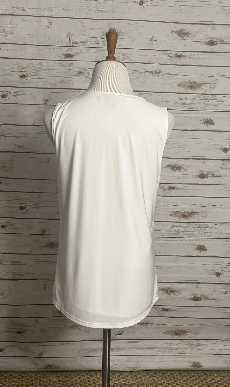 White House Black Market ivory casual MJ lace-up sleeveless tank Size Large