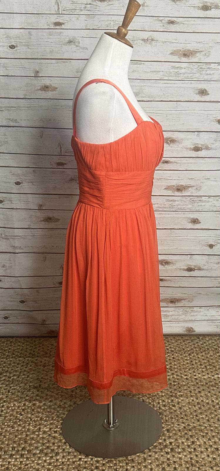 Tahari orange coquette silk gauzy chiffon A-line cocktail dress Size 12