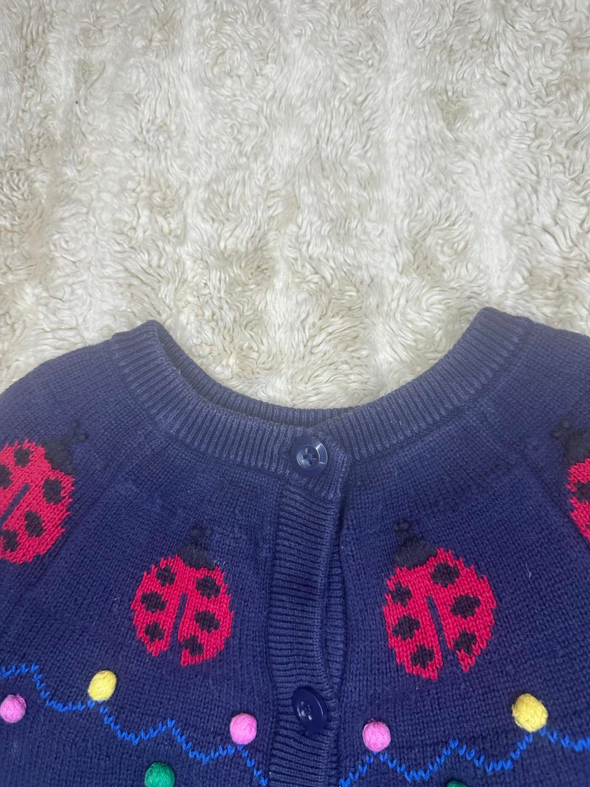 Hanna Andersson navy blue Hopscotch button-up cardigan sweater Size 100cm/4