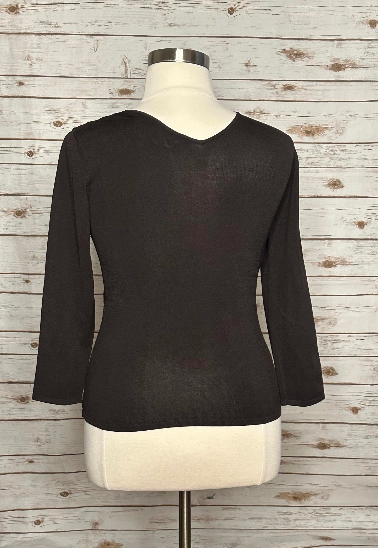per se brown surplice wrap knit top Size XL