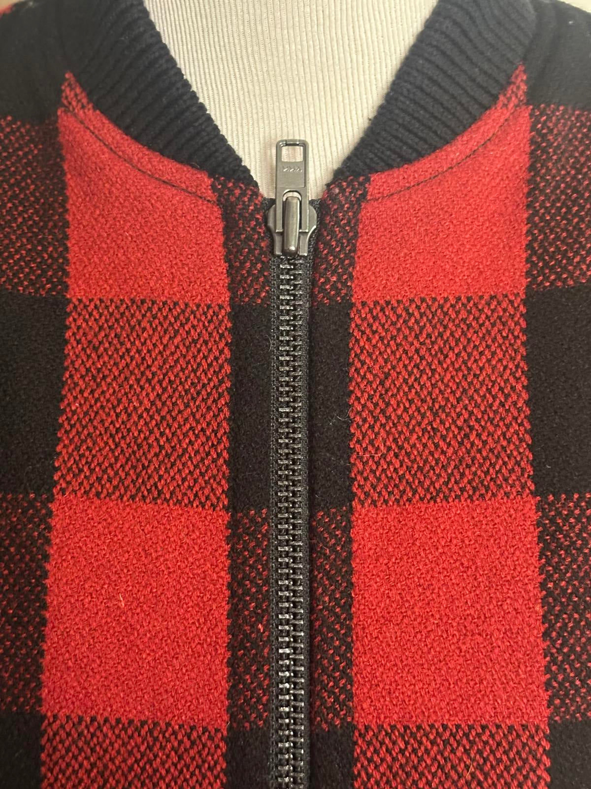 Madewell wool buffalo plaid sherpa fleece lined full zip vest Size Medium