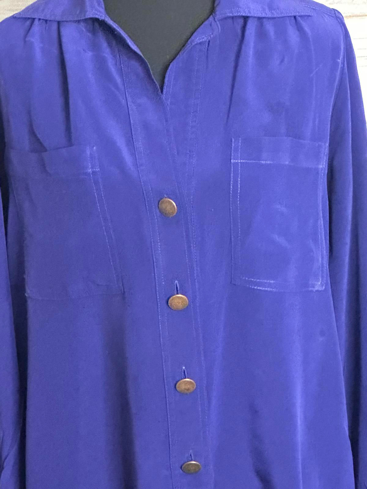 Anthropologie Hunter Dixon purple silk popover shirtdress Size Small