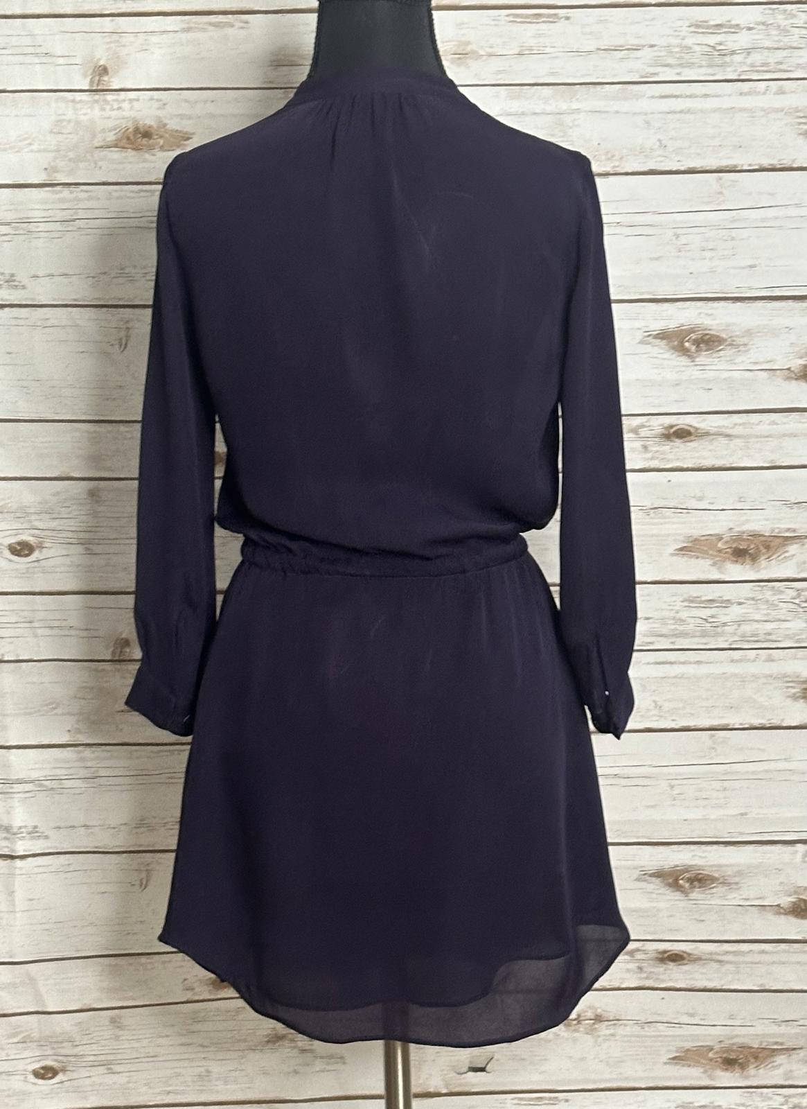 Aritzia Babaton Bennett purple silk drawstring waist shirt mini dress Size XS