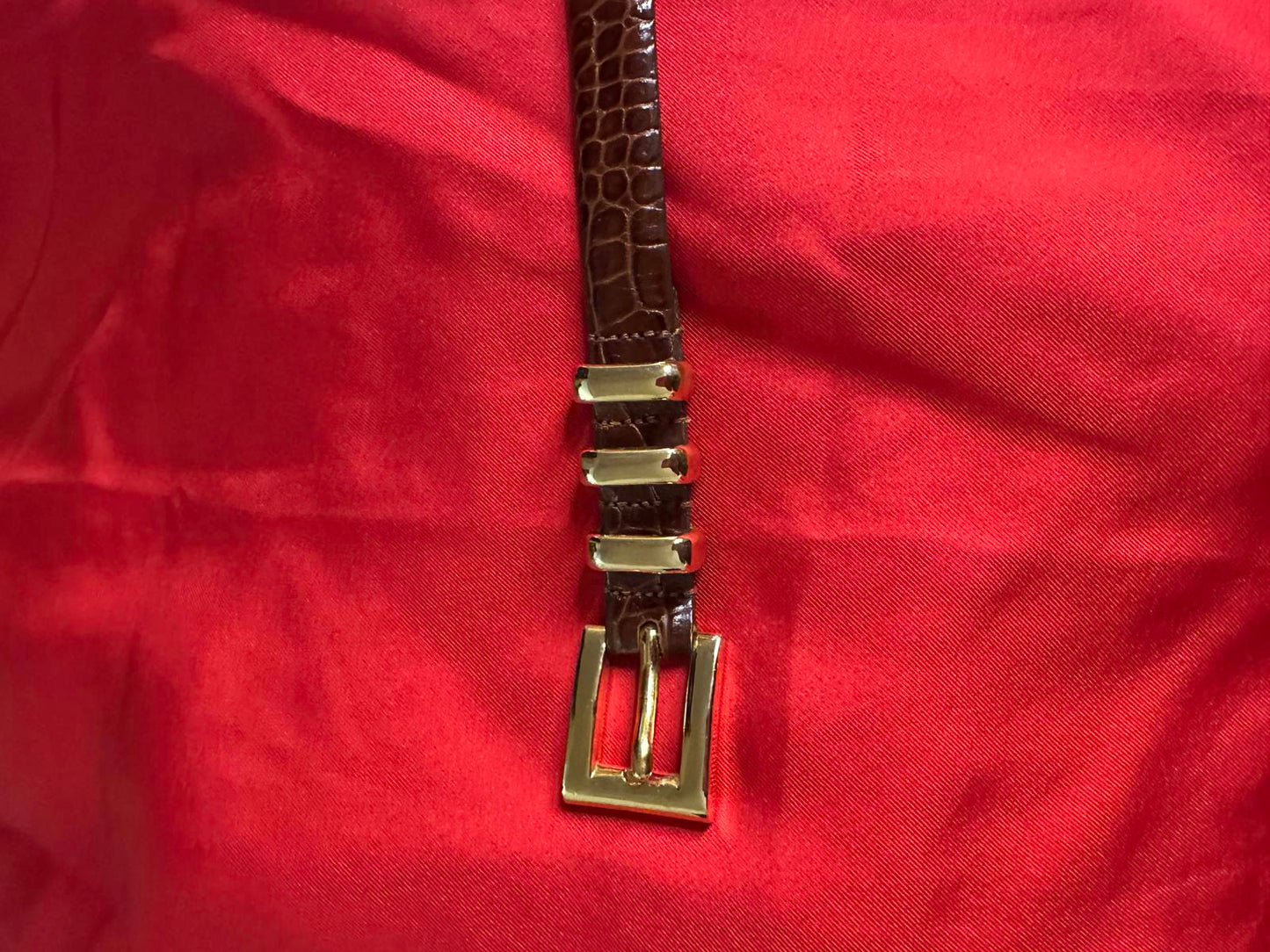 Cipriani classic cognac brown Italian alligator calfskin skinny belt Size Medium