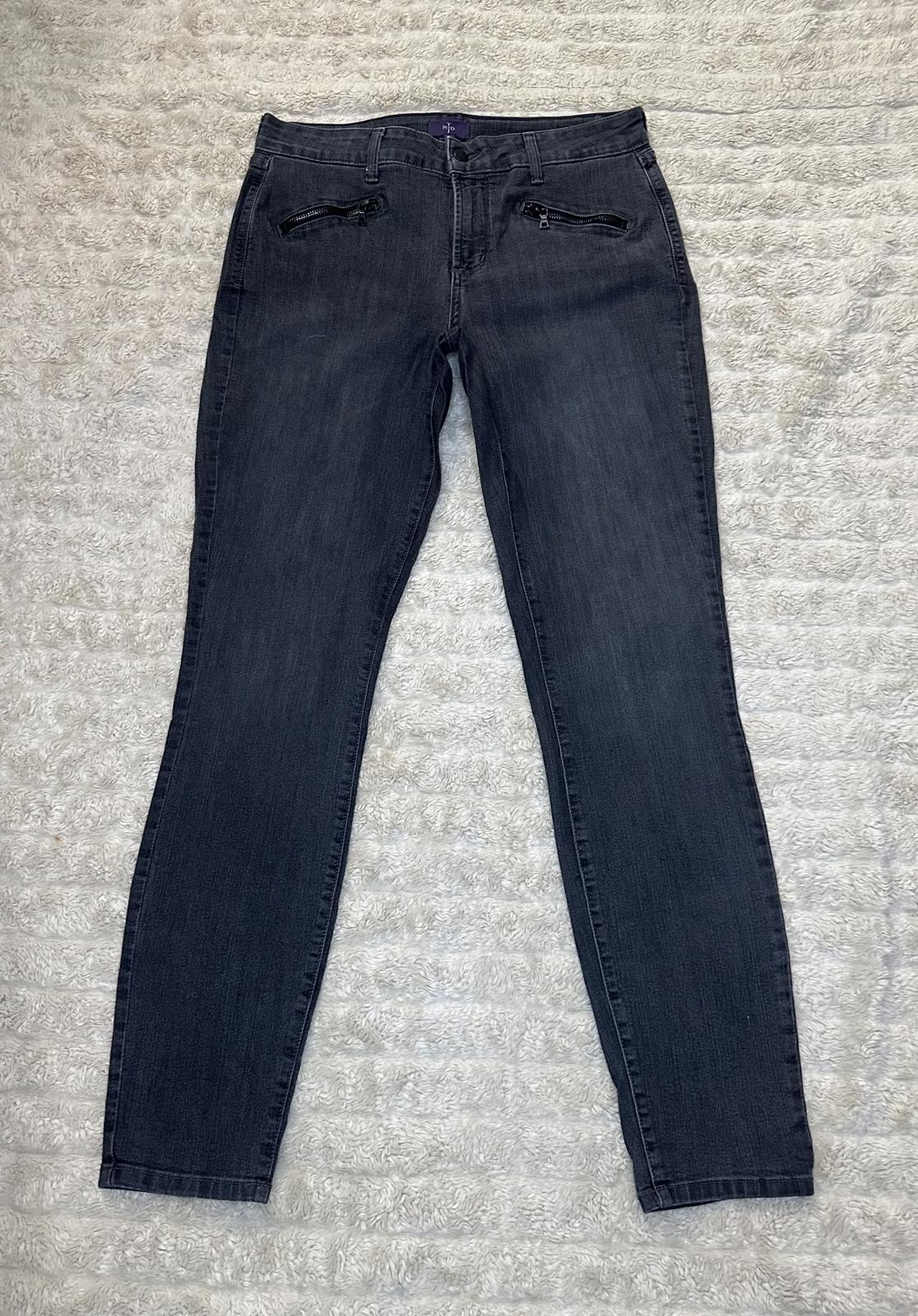 NYDJ grey Super Skinny zippered pocket jeans Size 10