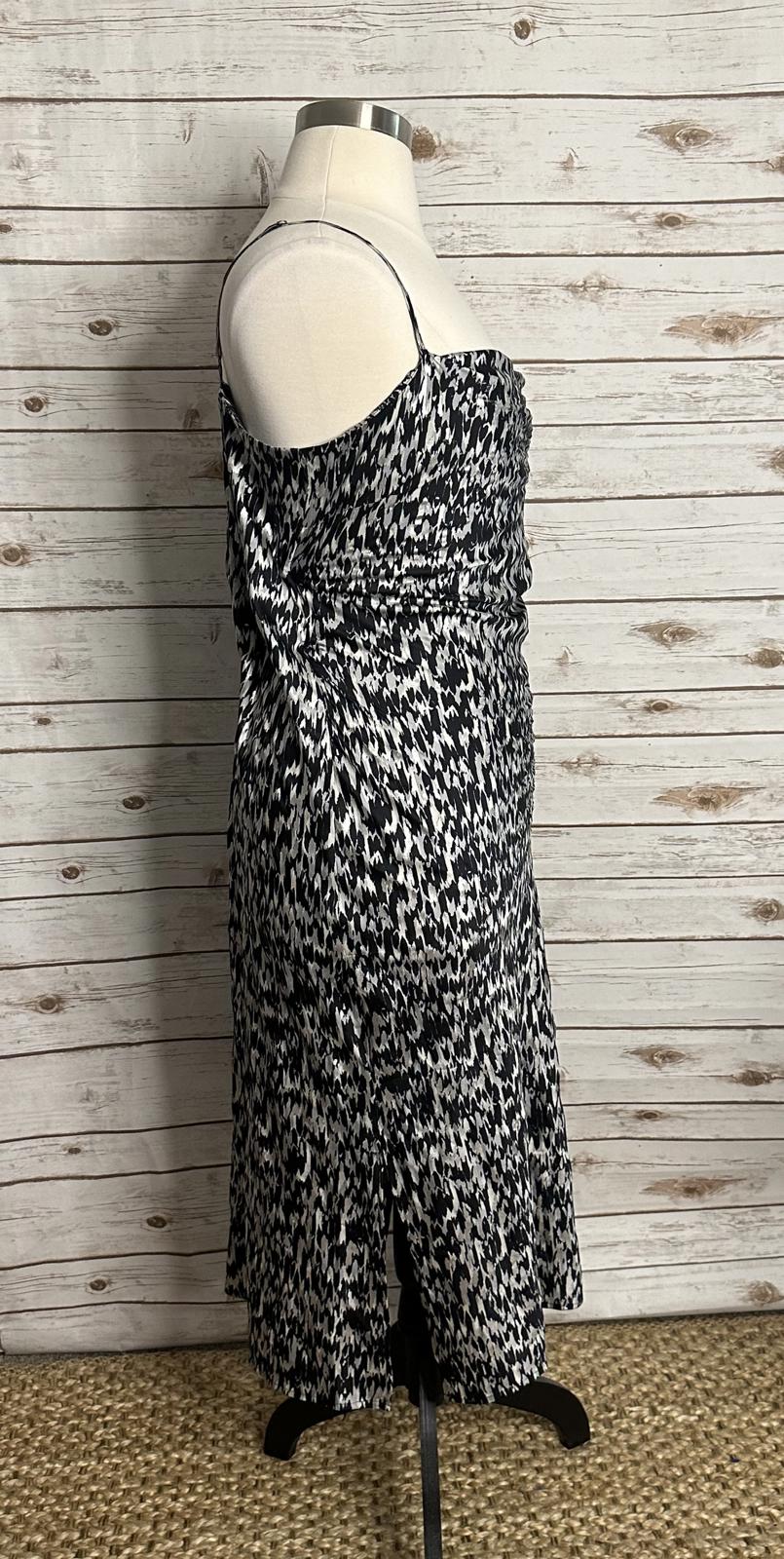 Express monochromatic metallic abstract satin cowl neck midi slip dress Size XL