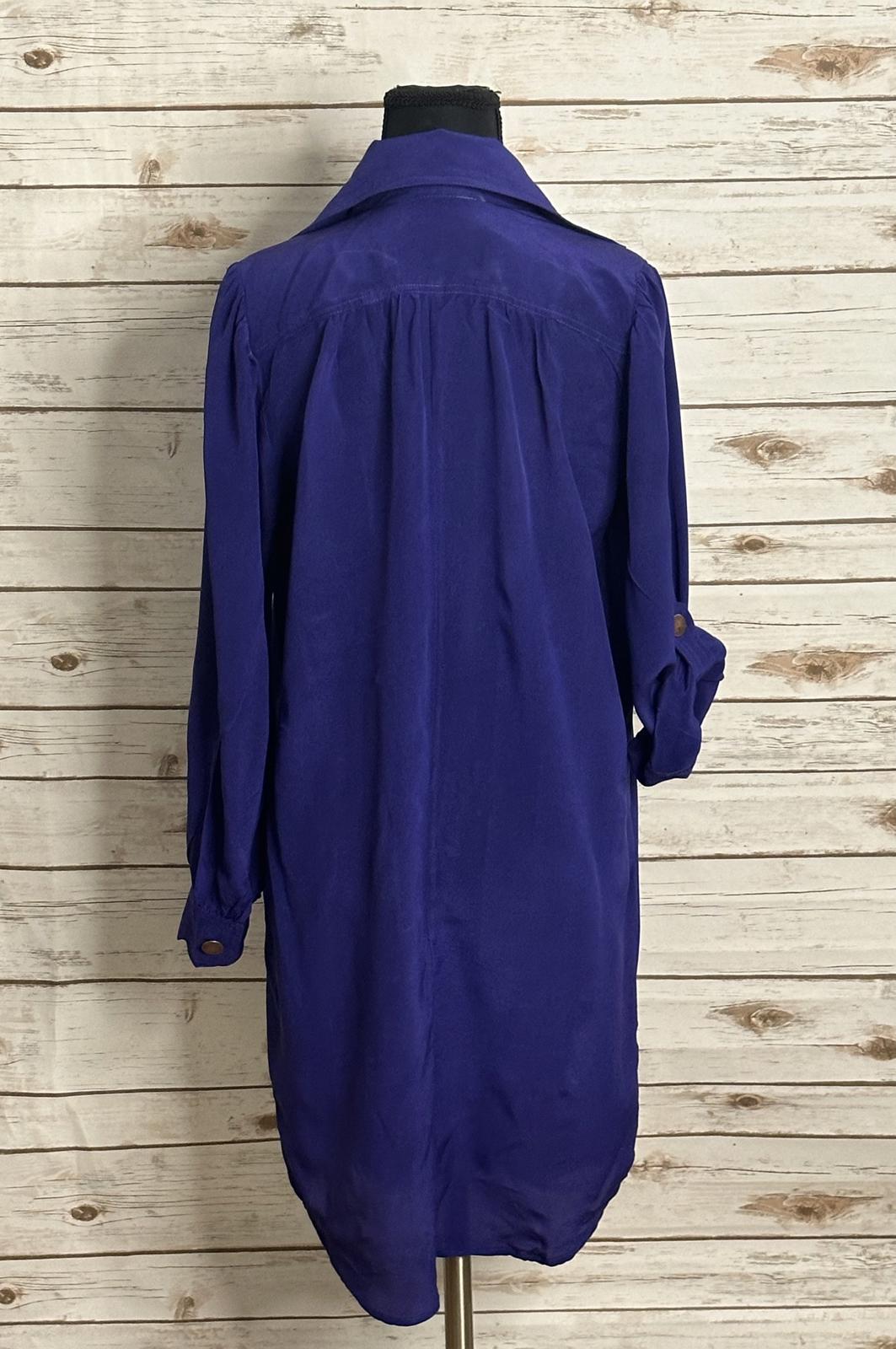 Anthropologie Hunter Dixon purple silk popover shirtdress Size Small