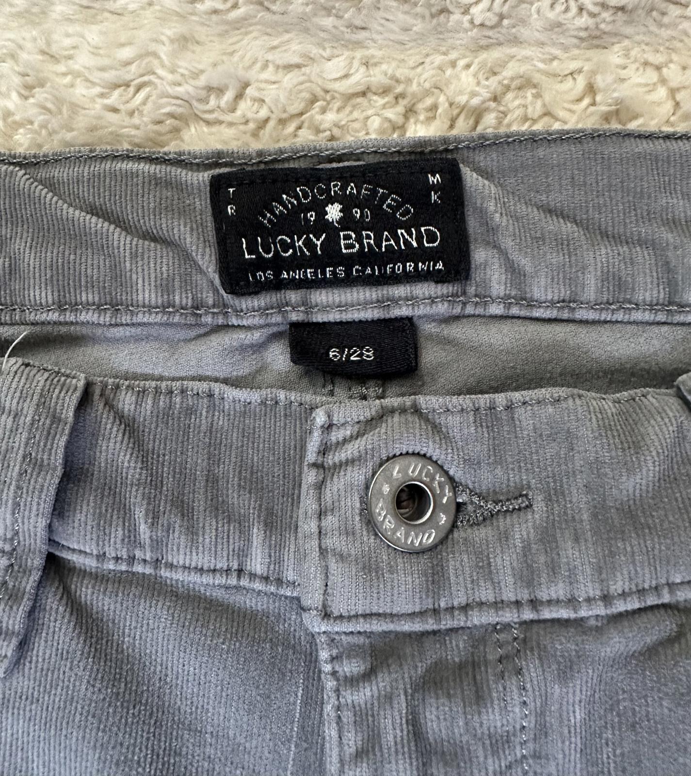 Lucky Brand classic elevated casual grey Brooke Skinny corduroy pants Size 6/29
