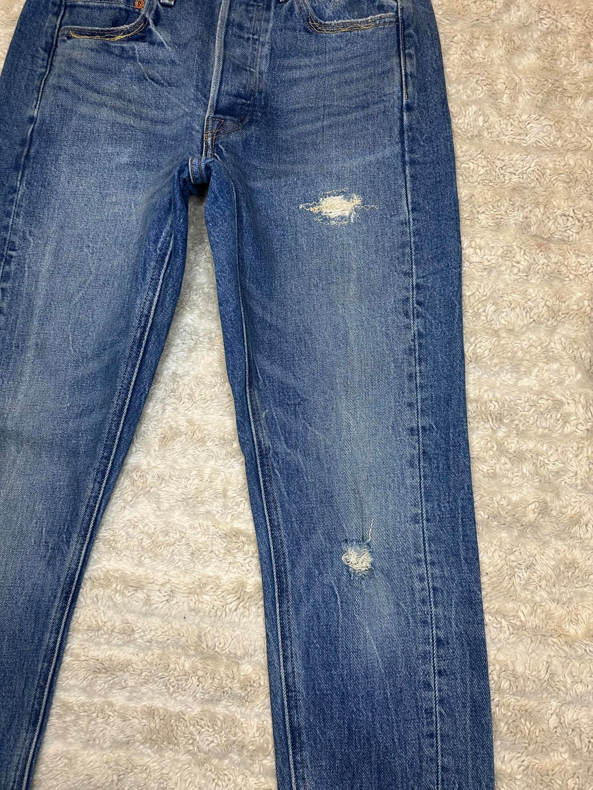 Levi's Altered upcycled stone-washed distressed 501 Skinny jeans Size 26x28