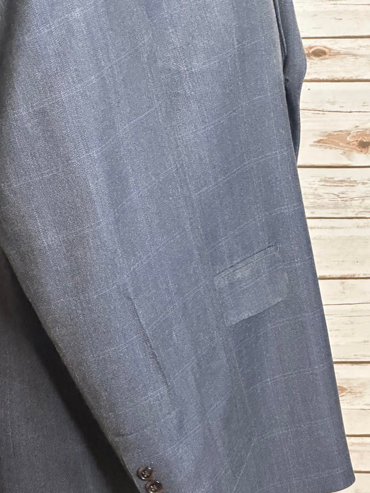 Lauren Ralph Lauren silk-wool single-breasted windowpane sportscoat/blazer 50R