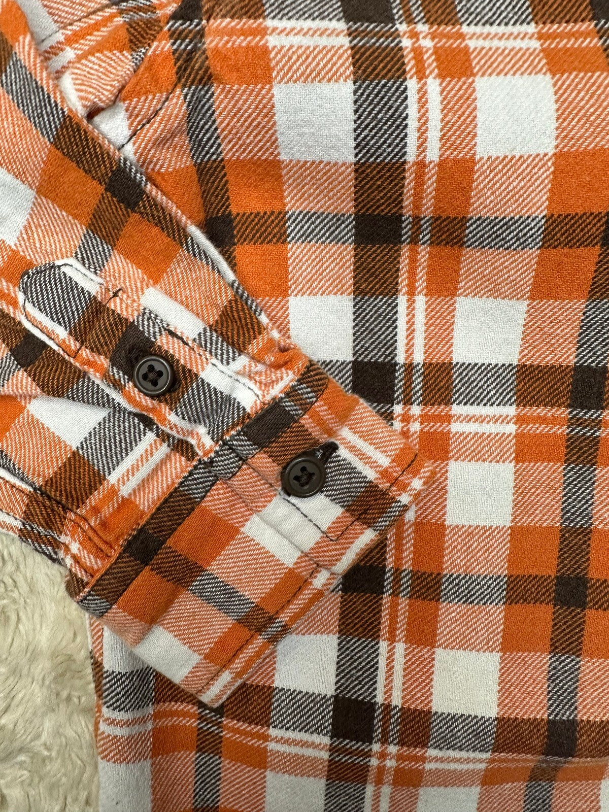 Gymboree orange brown plaid 100% cotton button-down long sleeve shirt 3T autumn