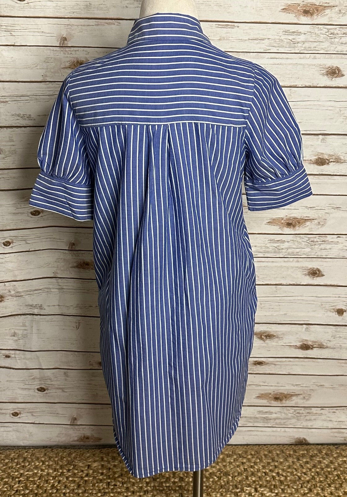 Old Navy blue white striped button-up shirtdress Small preppy nautical coastal