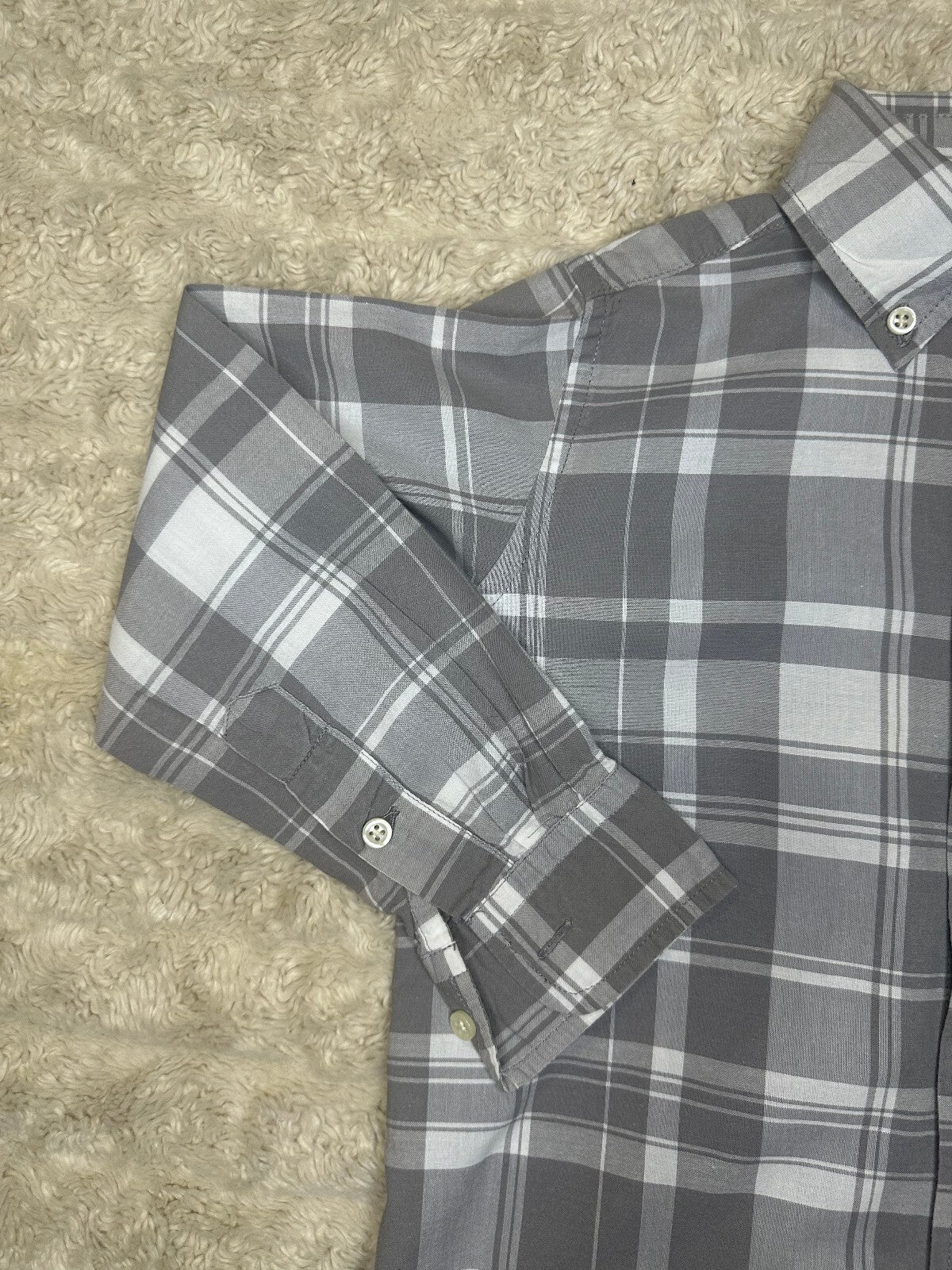 Ralph Lauren grey white plaid button-down long sleeve shirt 4/4T preppy classic