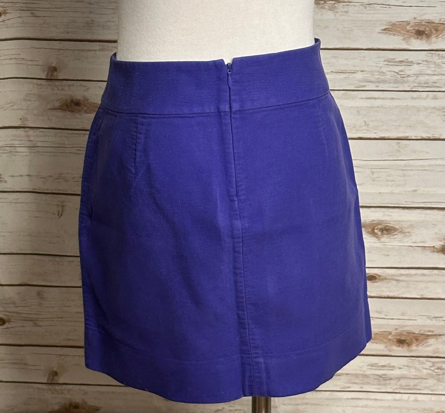 J.Crew purple double serge cotton high-waisted A-line mini skirt 8 preppy