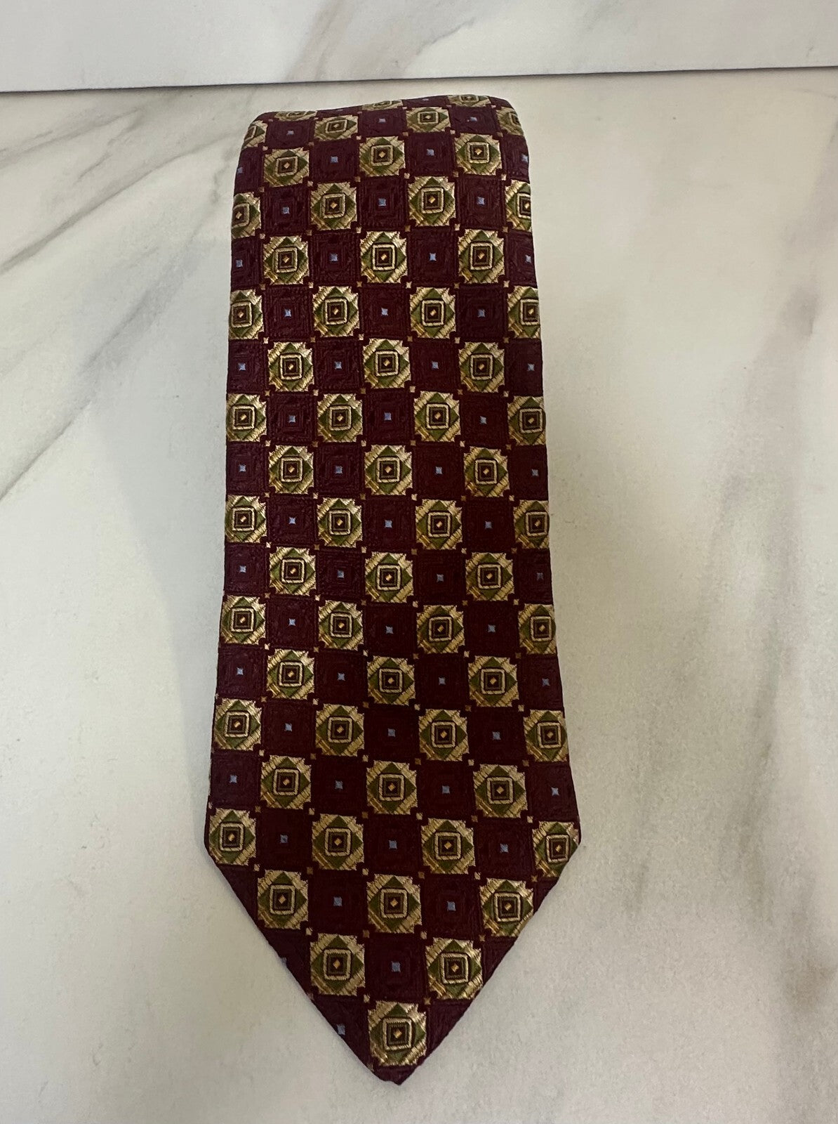 Robert Talbott Best of Class Nordstrom burgundy gold sage green 100% silk tie