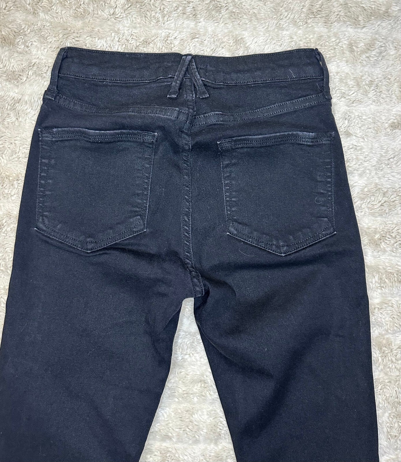 Good American Good Legs black mid-rise coated straight stretch denim jeans 0/25