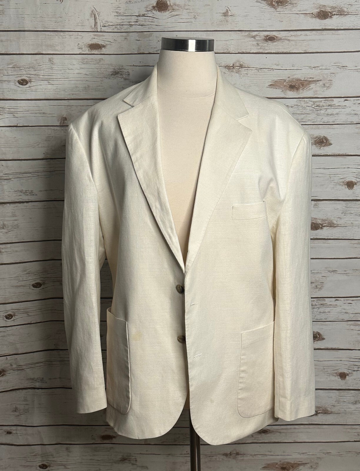 Tommy Hilfiger ivory linen cotton single-breasted sports coat blazer XL classic
