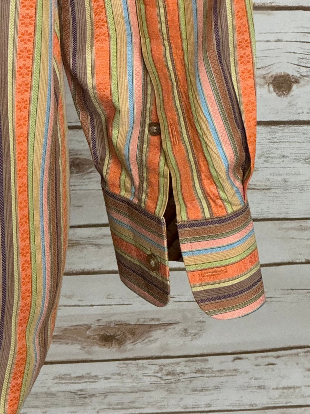Robert Graham multicolored striped long sleeves cotton button-up shirt Large