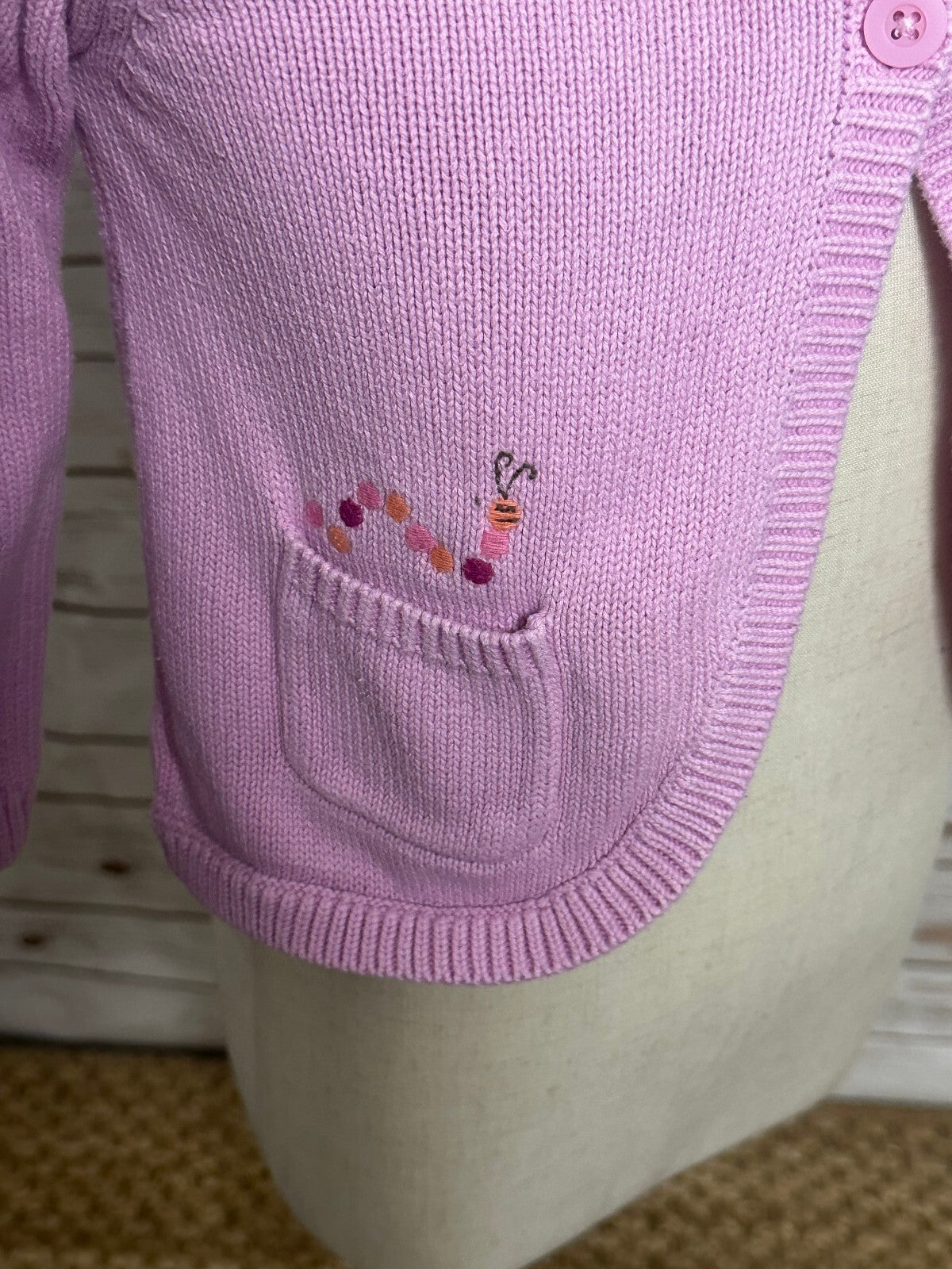 Vintage Gymboree pink Garden Blossom embroidered button-up cardigan sweater 2T