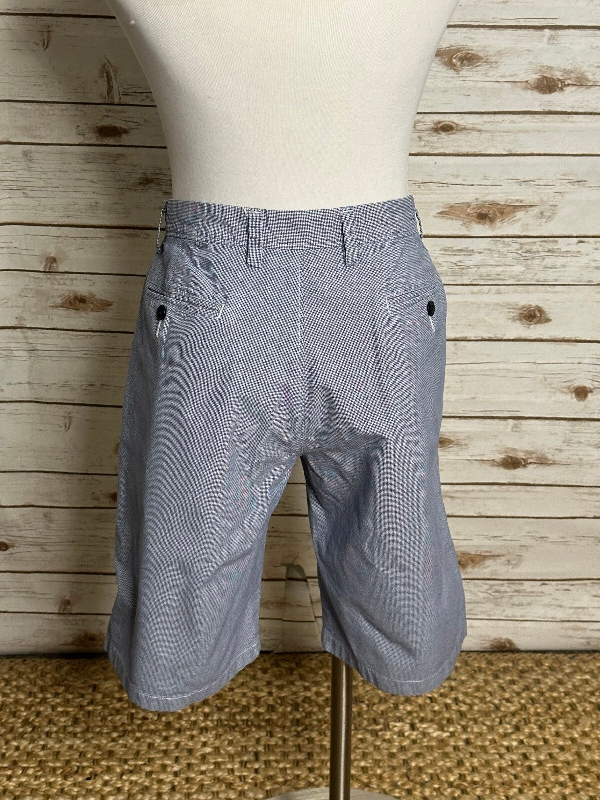 J.Crew Club blue white houndstooth cotton chino shorts Size 32 preppy coastal