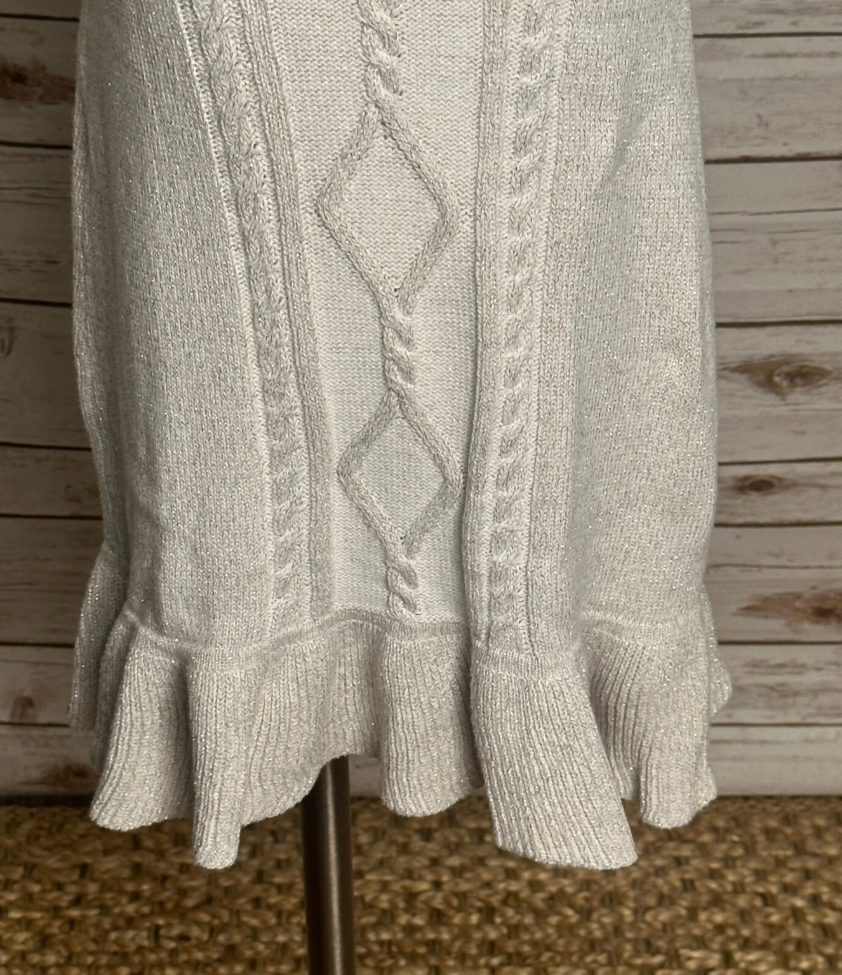 Gymboree metallic gray puff sleeves ruffled hem cable-knit dress/tunic Size 6