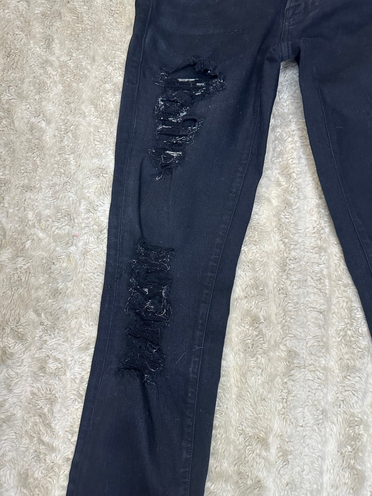Frame black Le Skinny de Jeanne distressed cropped skinny stretch jeans Size 24