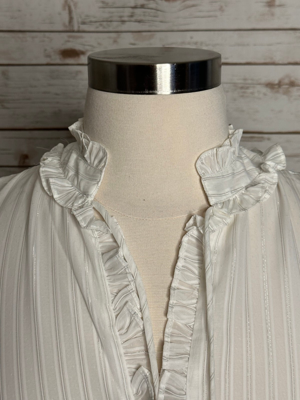 Rachel Rachel Roy pearl ruffled high neck hi-low tunic blouse XL romantic fairy