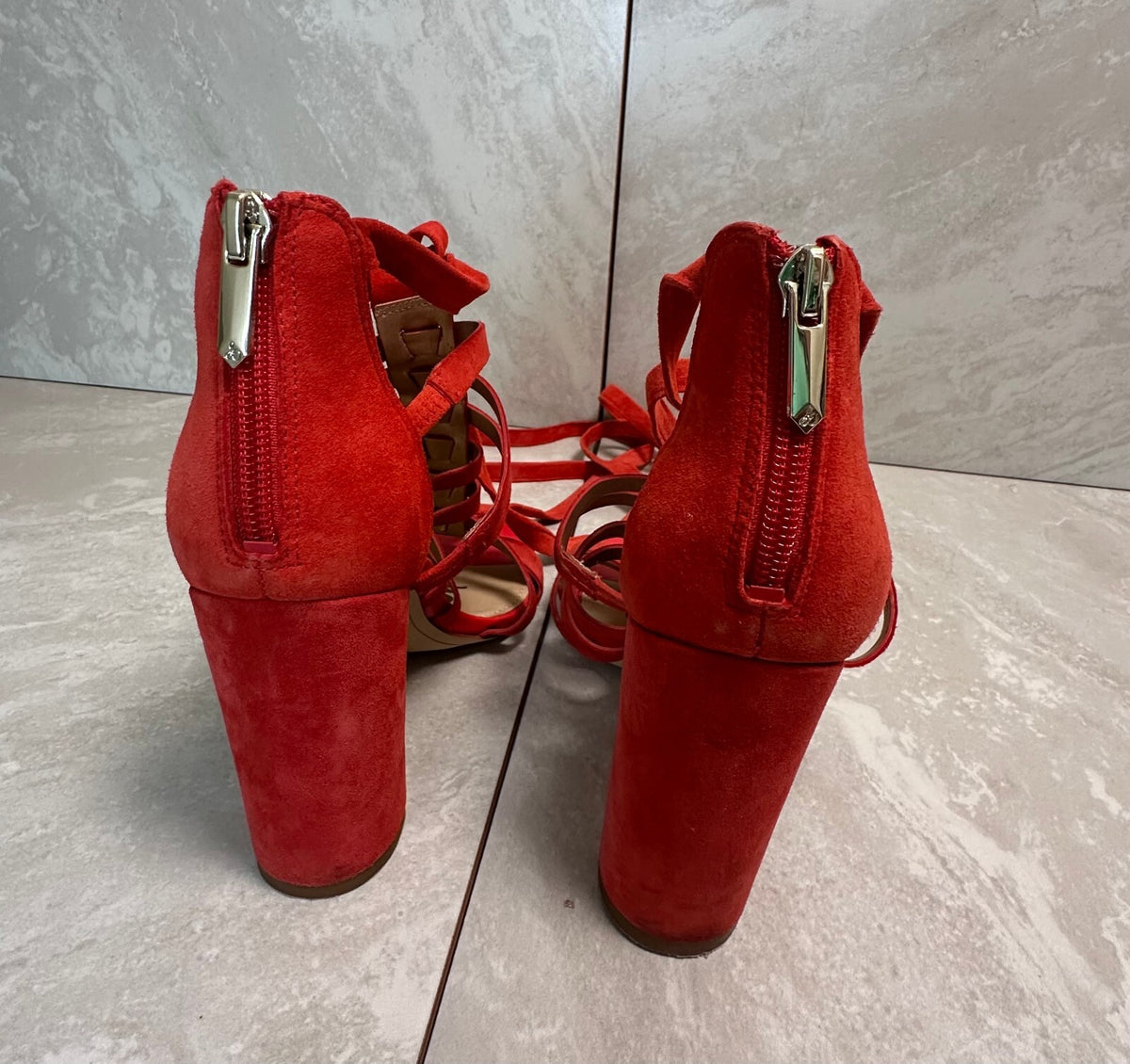 Sam Edelman Yarina red suede strappy caged ankle strap gladiator sandals Size 6