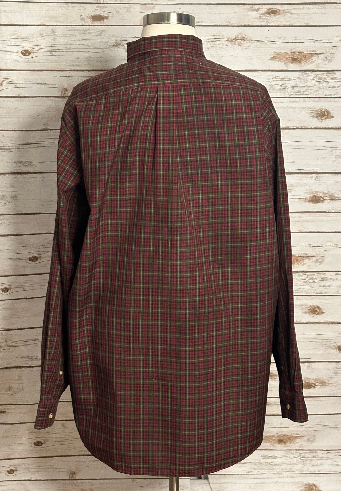 L.L. Bean burgundy plaid 100% cotton long sleeve button-down shirt XXL-Tall