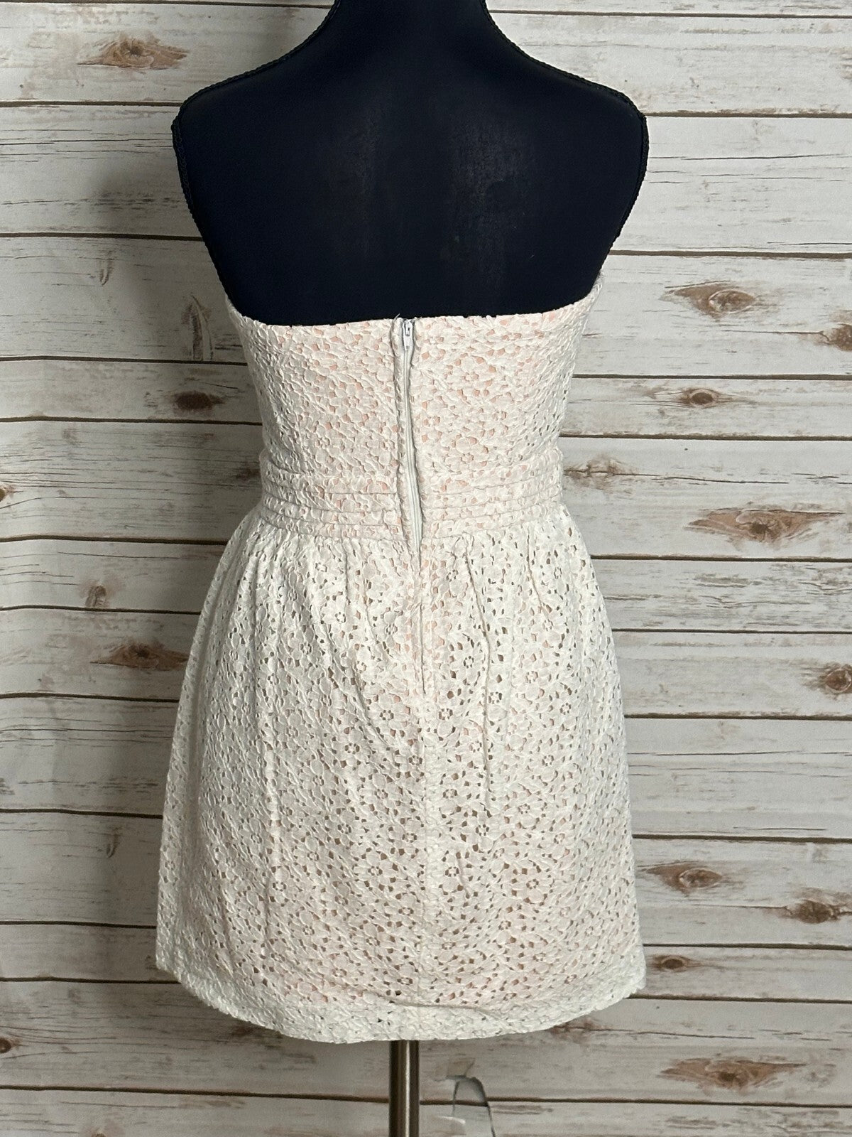 Pins and Needles cream blush lace strapless fit & flare dress Size 6 coquette