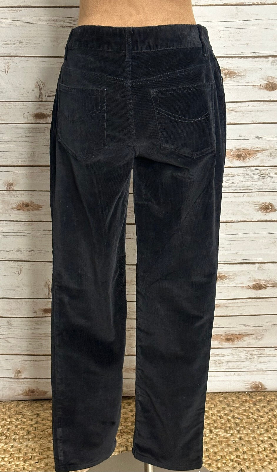 J.Jill Slim Leg black stretch corduroy pants Size 8P dark academia minimalist