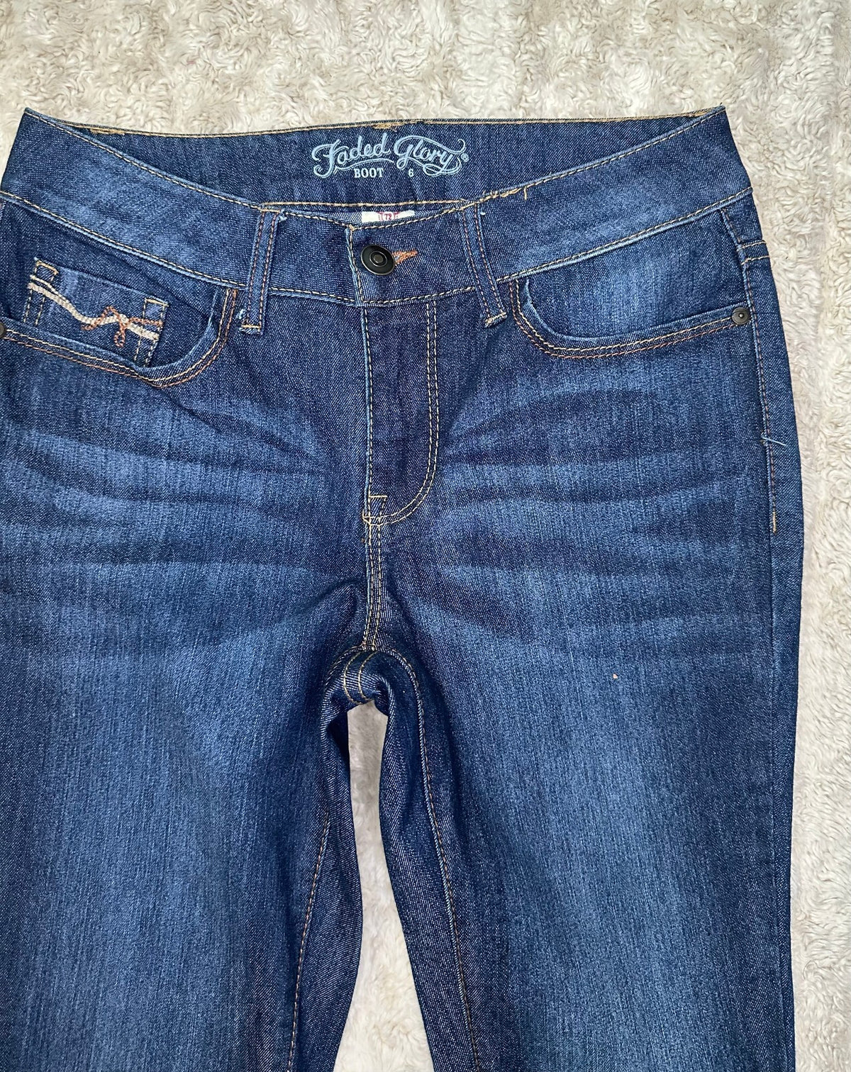 Faded Glory dark wash mid-rise bootcut stretch denim jeans Size 6 Western cowboy