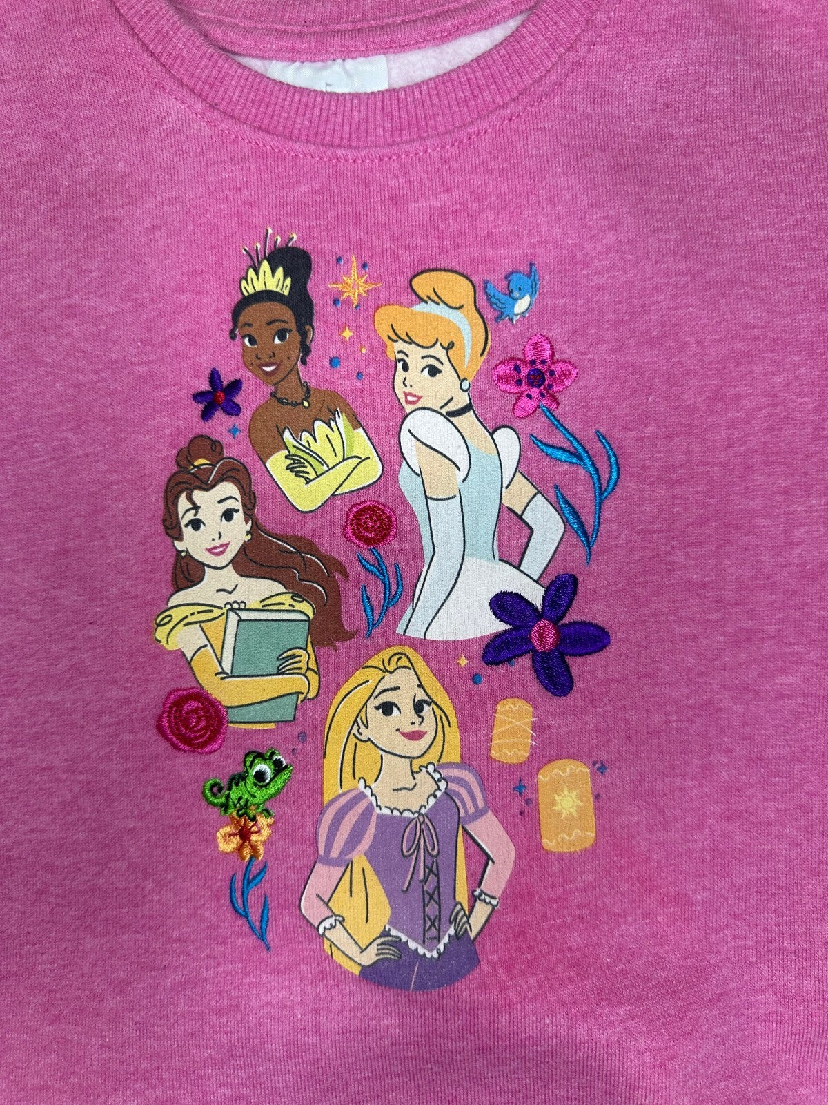 Disney pink embroidered graphic print organic cotton sweatshirt Size 4 storybook