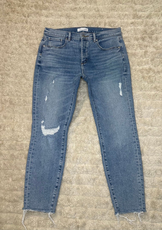 Made & Loved LOFT light wash distressed raw hem skinny stretch denim jeans 8/29