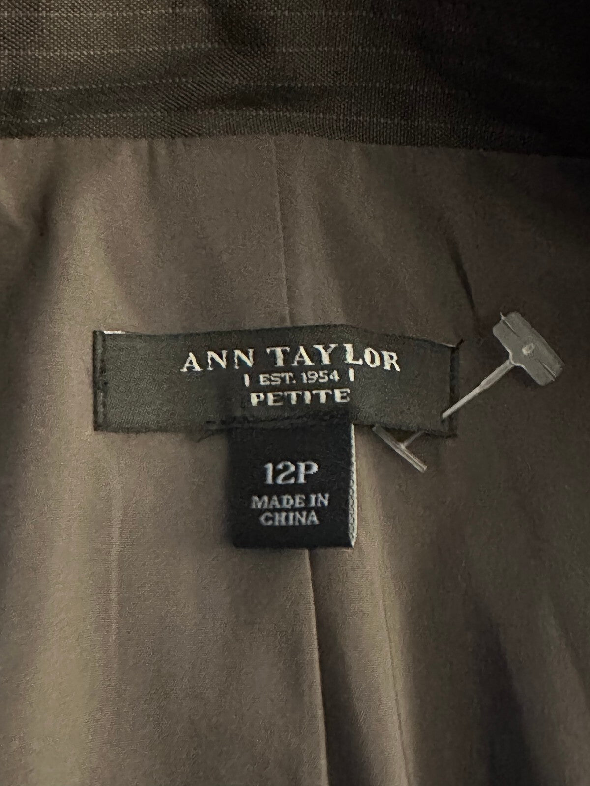 Ann Taylor brown pinstriped wool-blend single-breasted blazer 12P dark academia