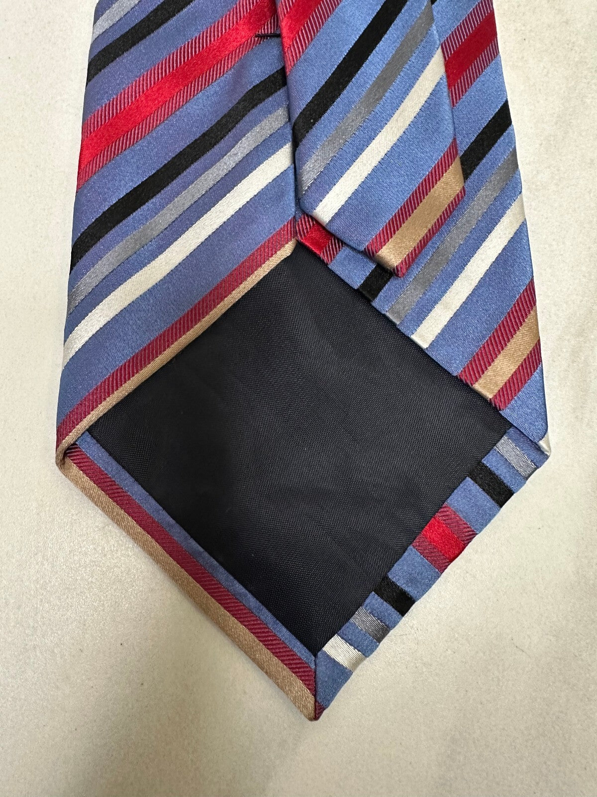 XMI 325 Series multicolored diagonal regimental striped 100% silk tie hand made