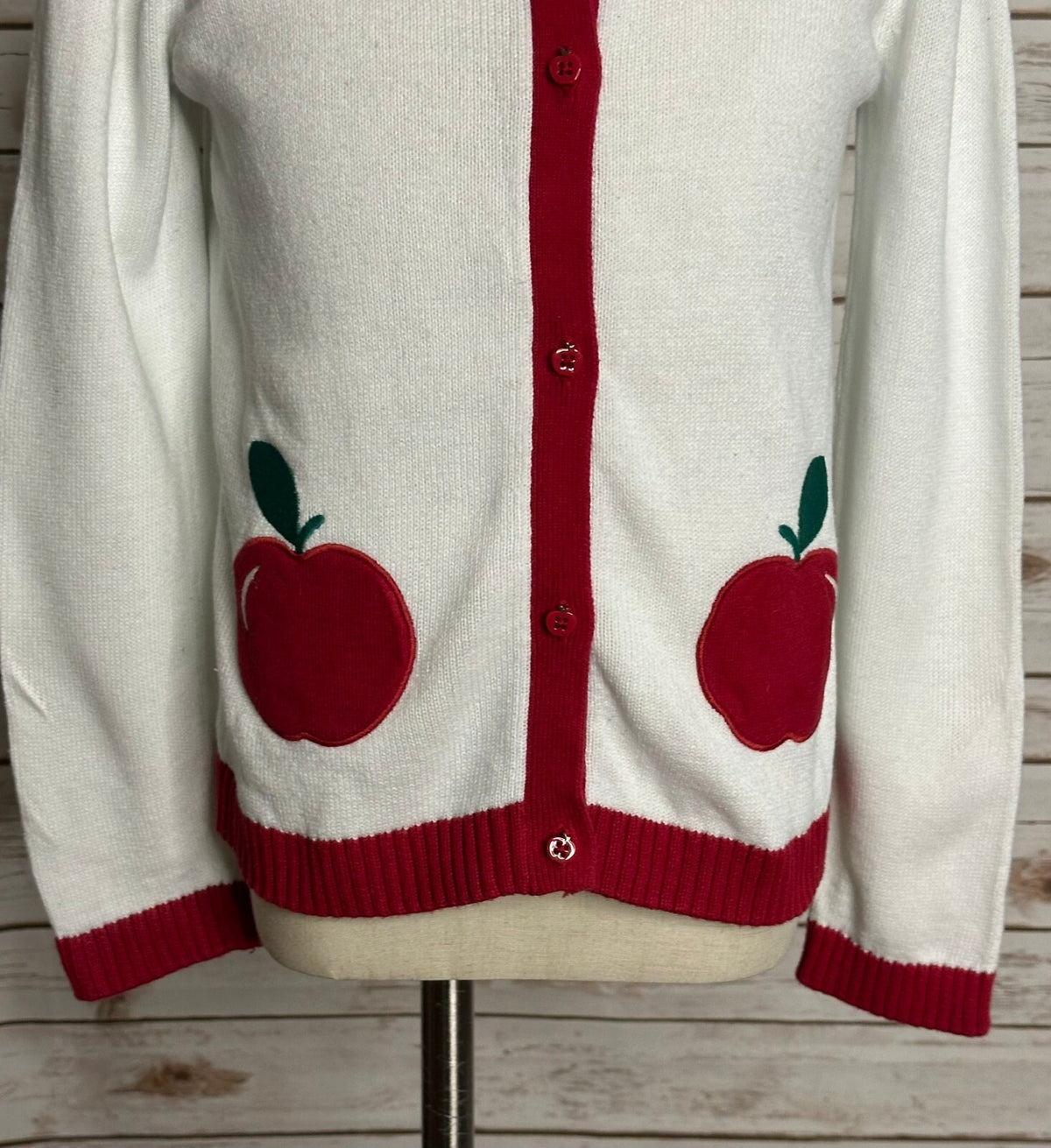 Gymboree Apple Orchard white red long sleeve button-front cardigan Size 7