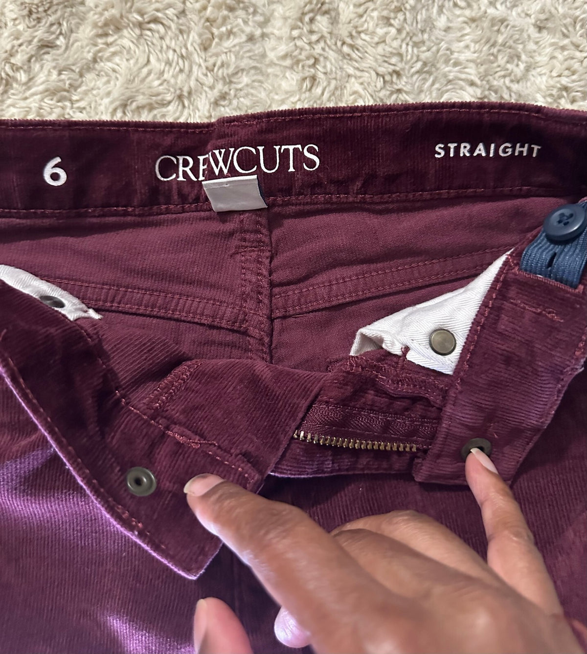J.Crew Crewcuts burgundy corduroy straight leg pants Size 6 classic preppy fall