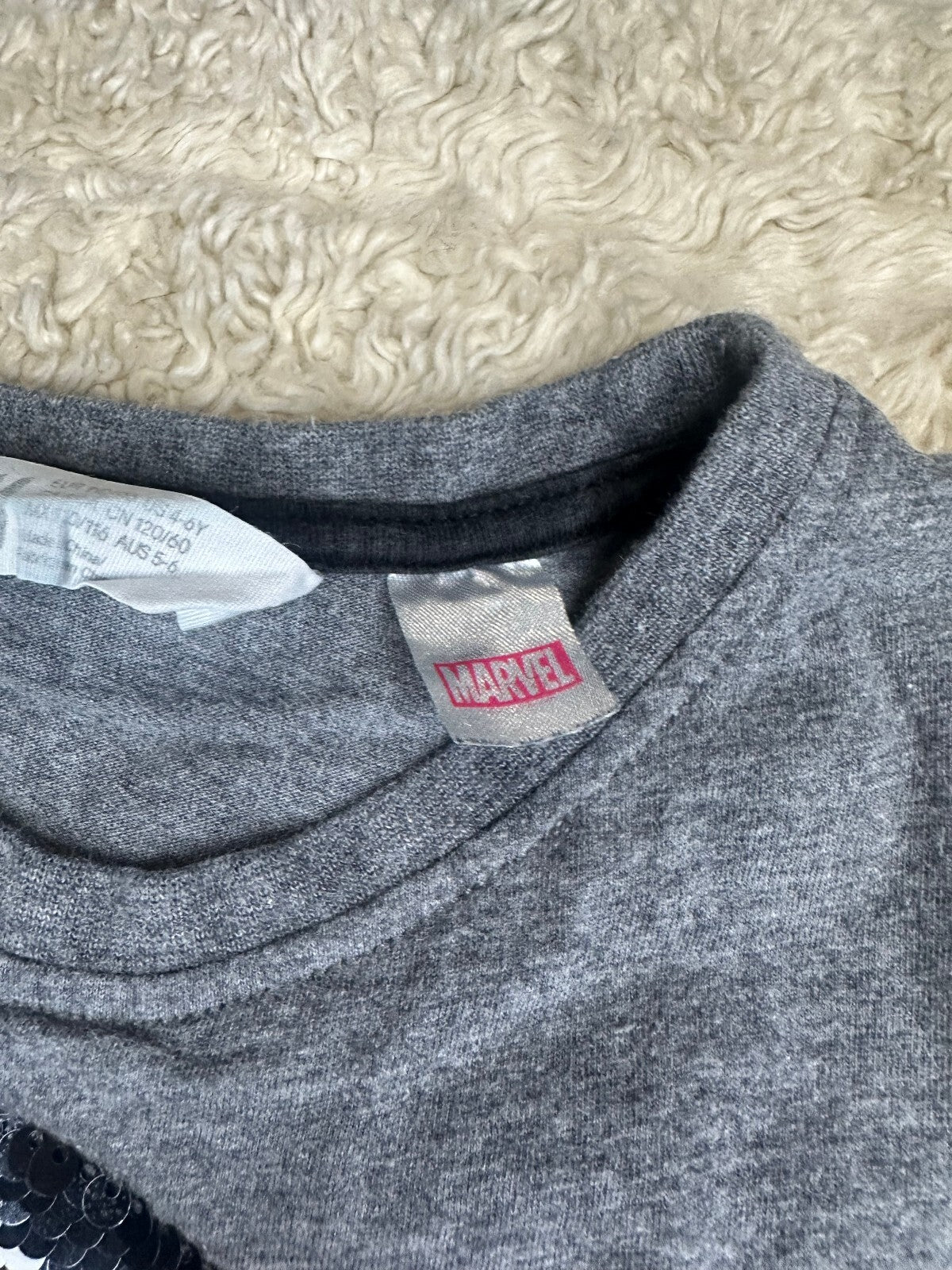 H&M x Marvel gray Spider-Man Into the Spider-Verse flip sequin t-shirt 4-6Y