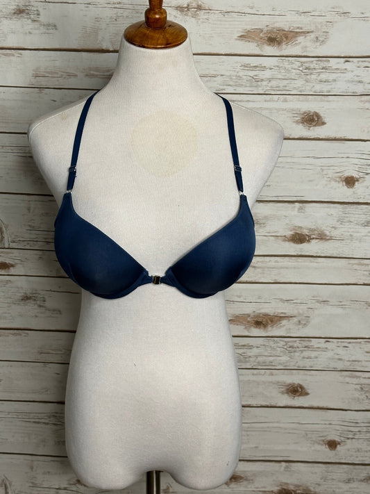 Adore Me blue front closure lace racerback push-up plunge bra Size 32D