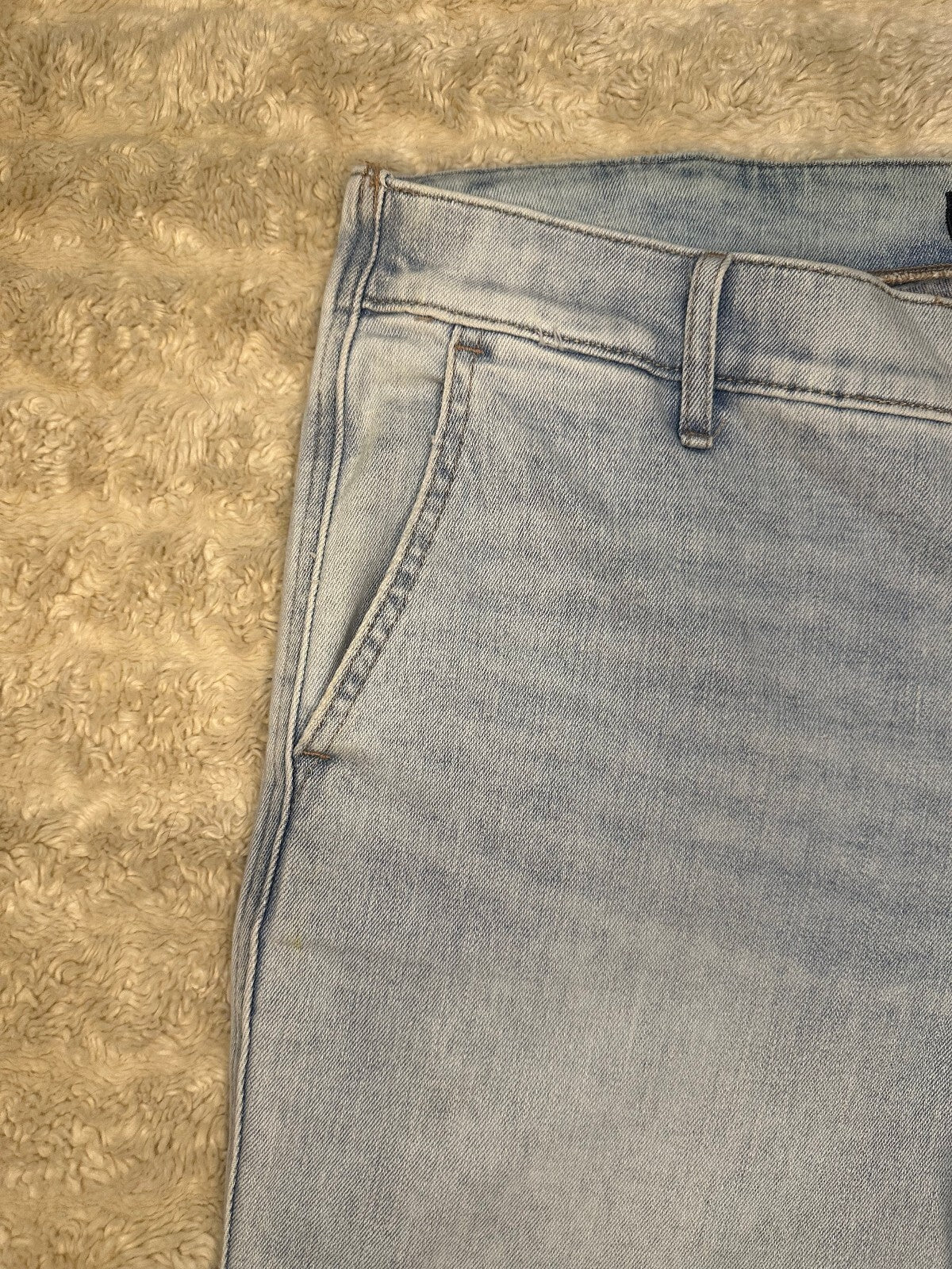 Express 70s Flare Mid Rise light wash stretch denim jeans 12S coastal cowgirl