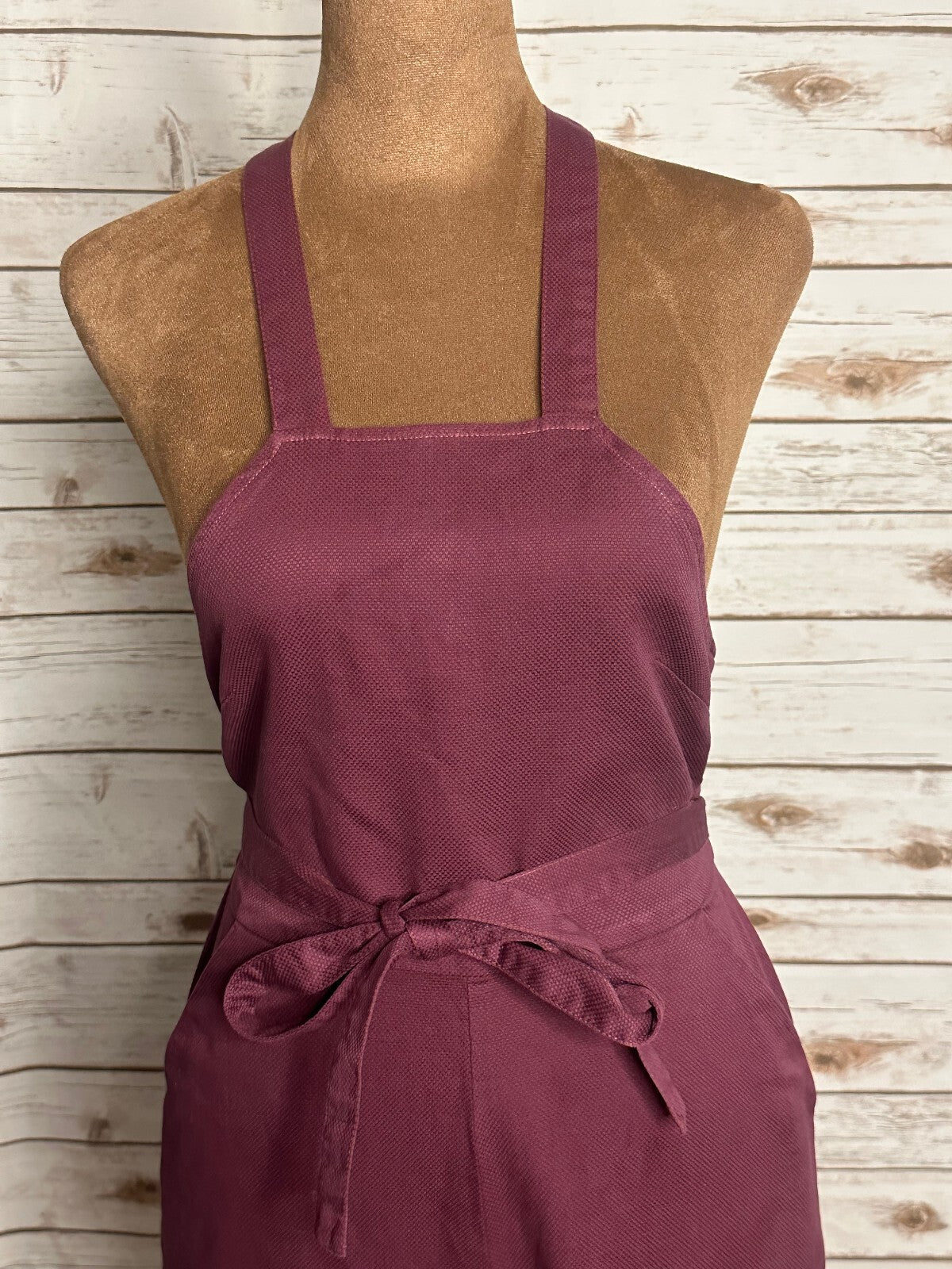 Marine Layer Tess burgundy apron-style sleeveless wide-leg jumpsuit Size 0