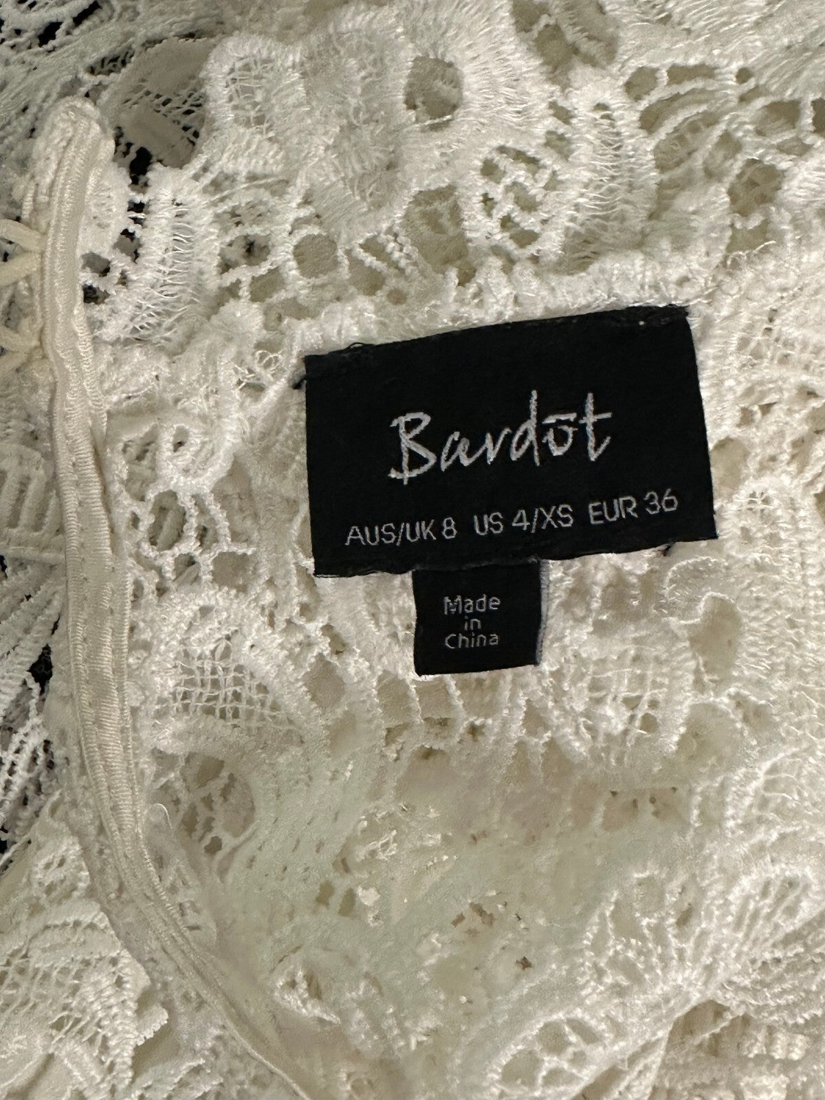 Bardot X REVOLVE Sansa white mock neck lace flared sleeve top Size 4 coquette