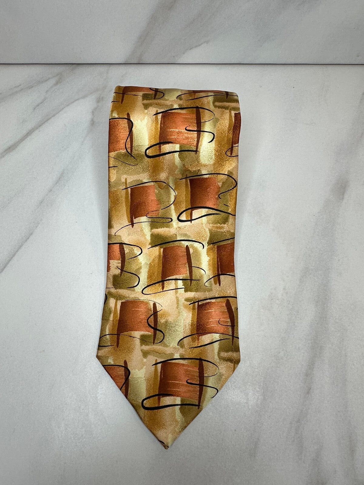 J. Garcia Cyclops Rock Limited Edition Collection 46 gold abstract 100% silk tie