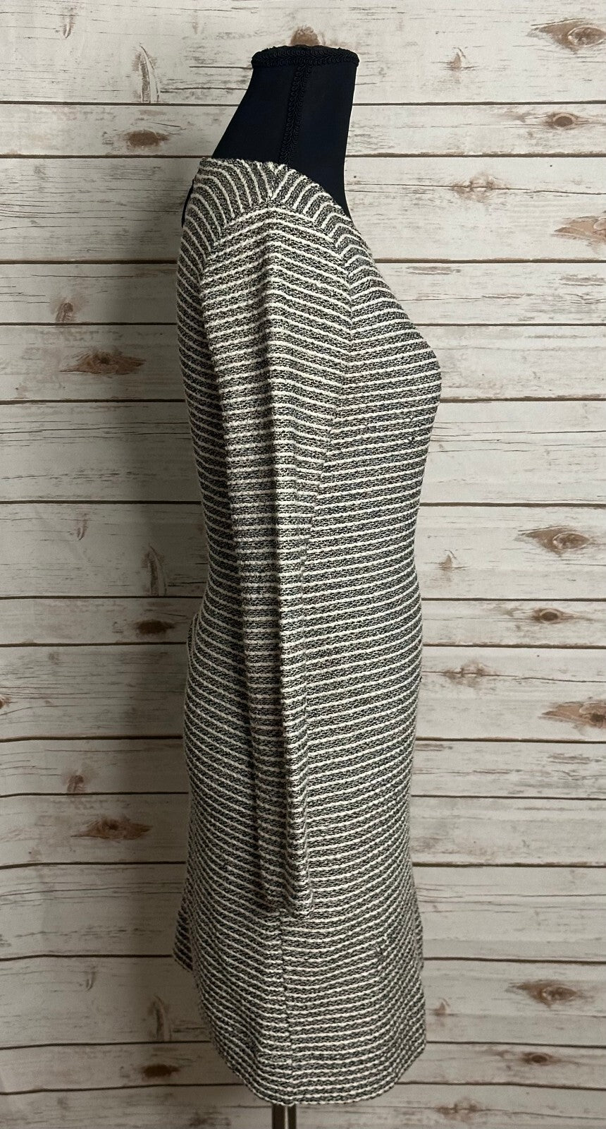 Banana Republic black white striped textured long sleeve sheath dress Size 2