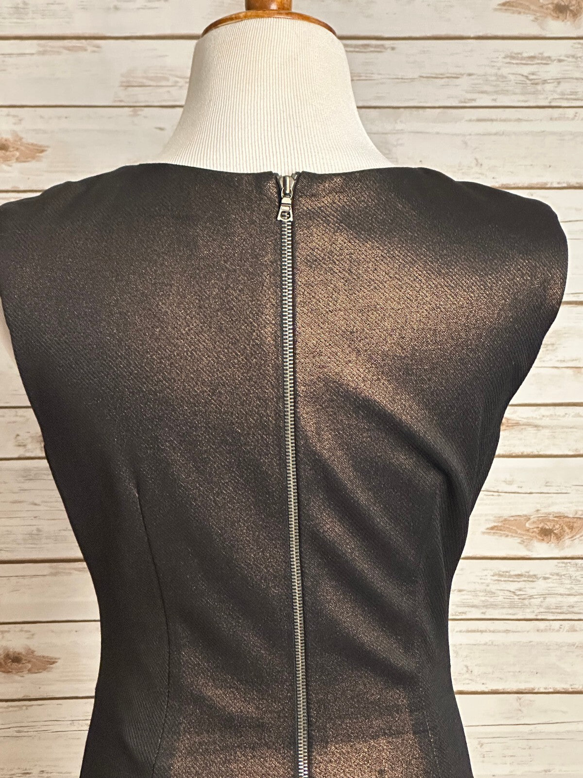 Cache metallic bronze sleeveless sheath dress Size 8 cocktail career date night