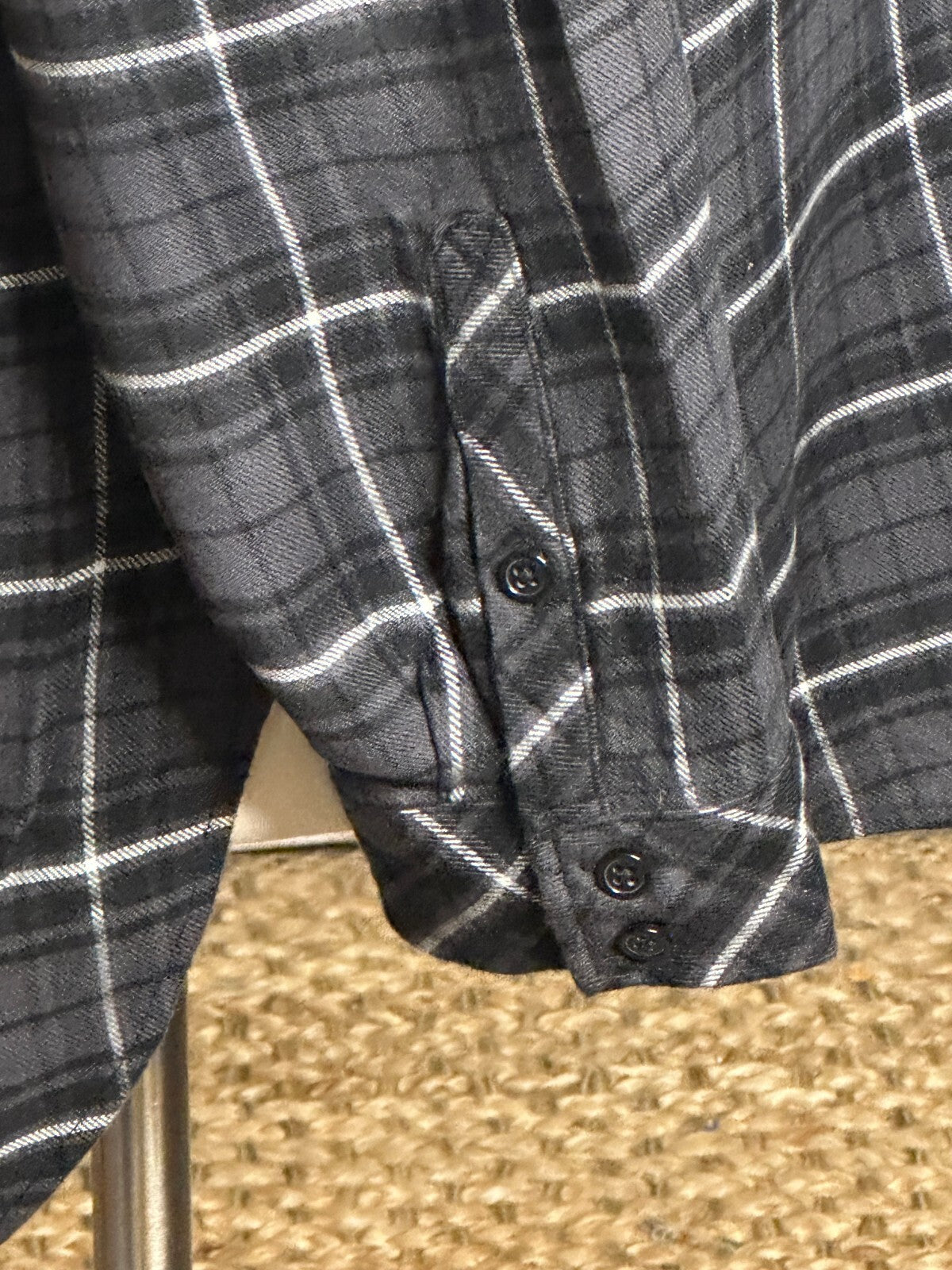 Torrid grey black white plaid long sleeve button-up shirt Size 1/1X/14-16 grunge