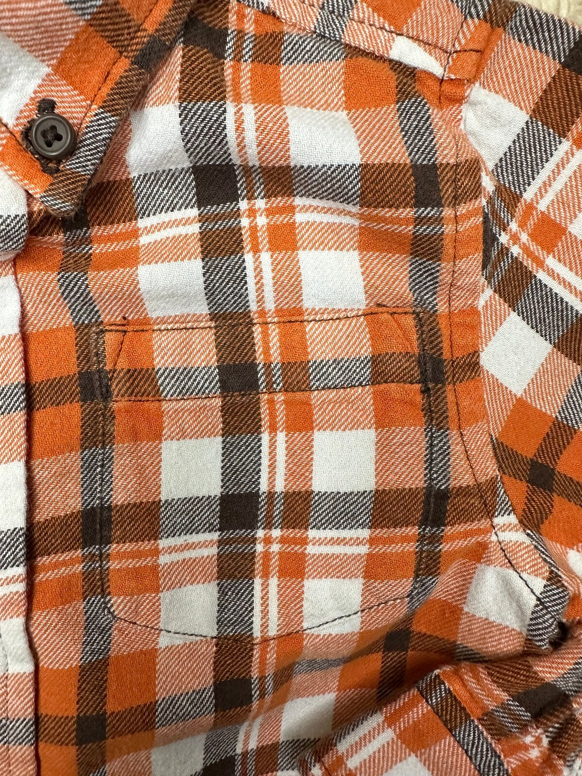 Gymboree orange brown plaid 100% cotton button-down long sleeve shirt 3T autumn