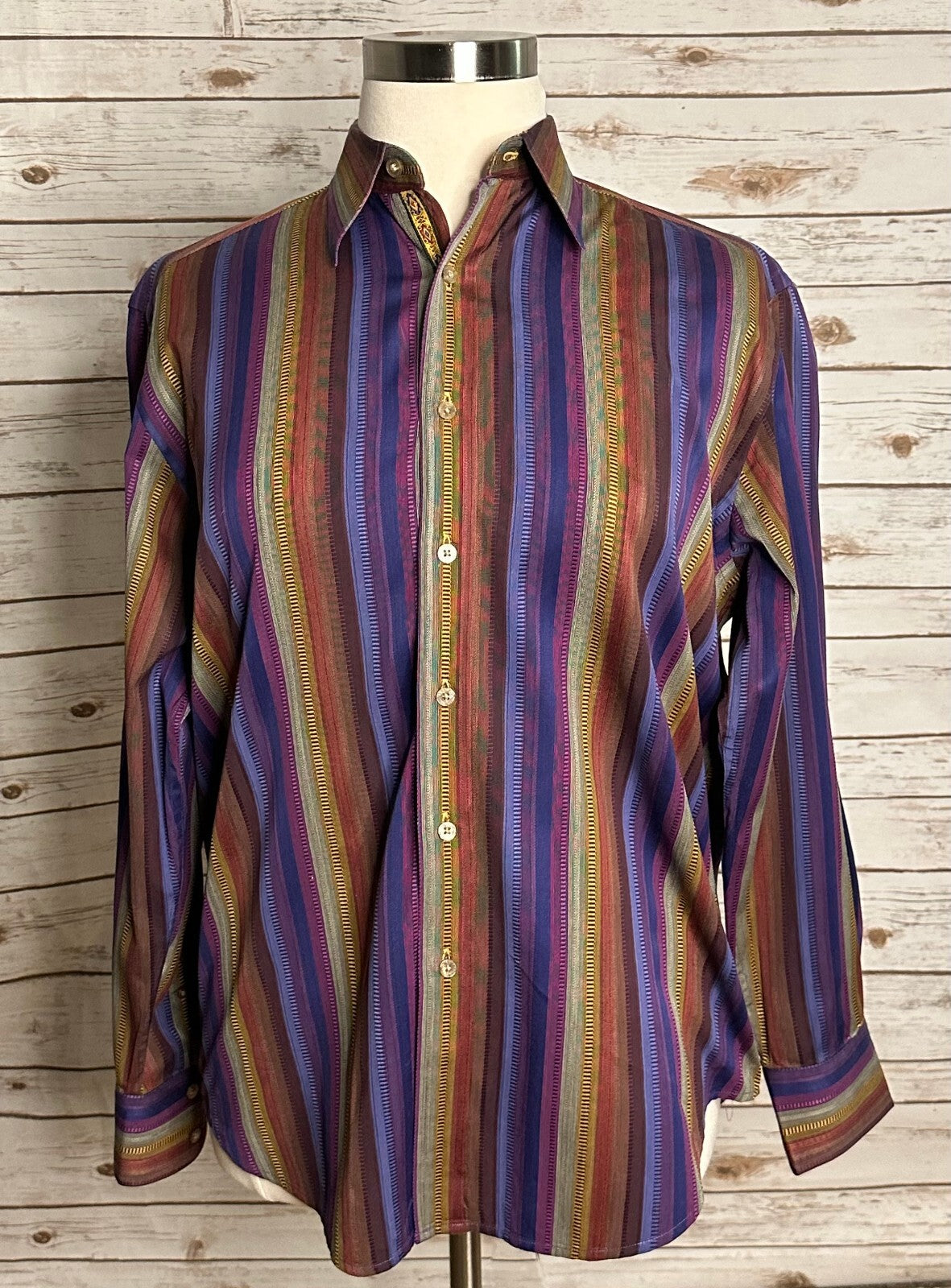 Robert Graham multicolored striped long sleeve cotton button-up shirt Large